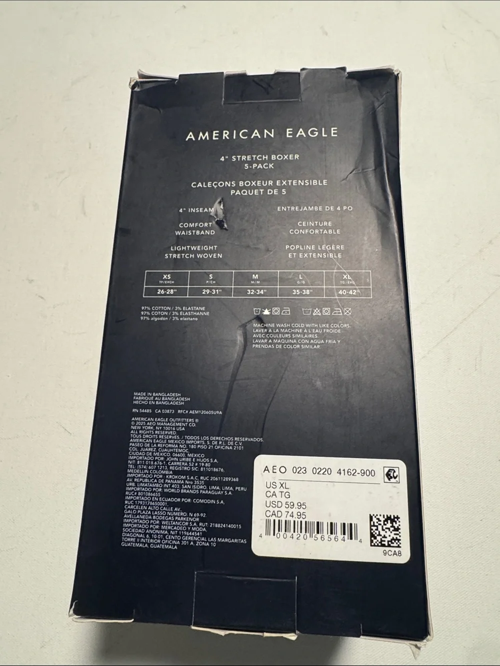 American Eagle Boxers Mens XL 5 Pack Blue